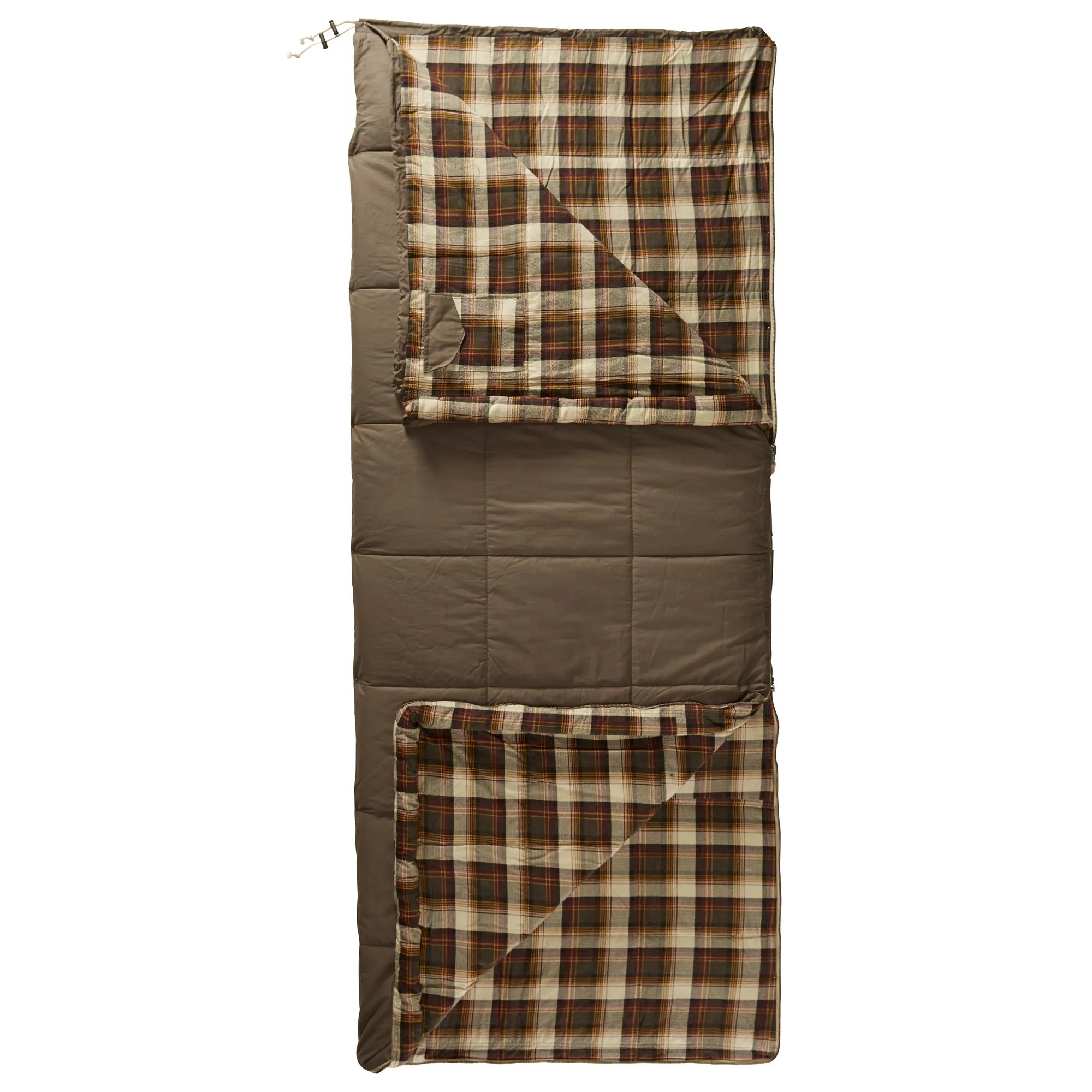 141004-Almond-plus-10-nordisk-rectangular-shape-sleeping-bag-bungy-cord-brown-front-open-top-bottom.jpg