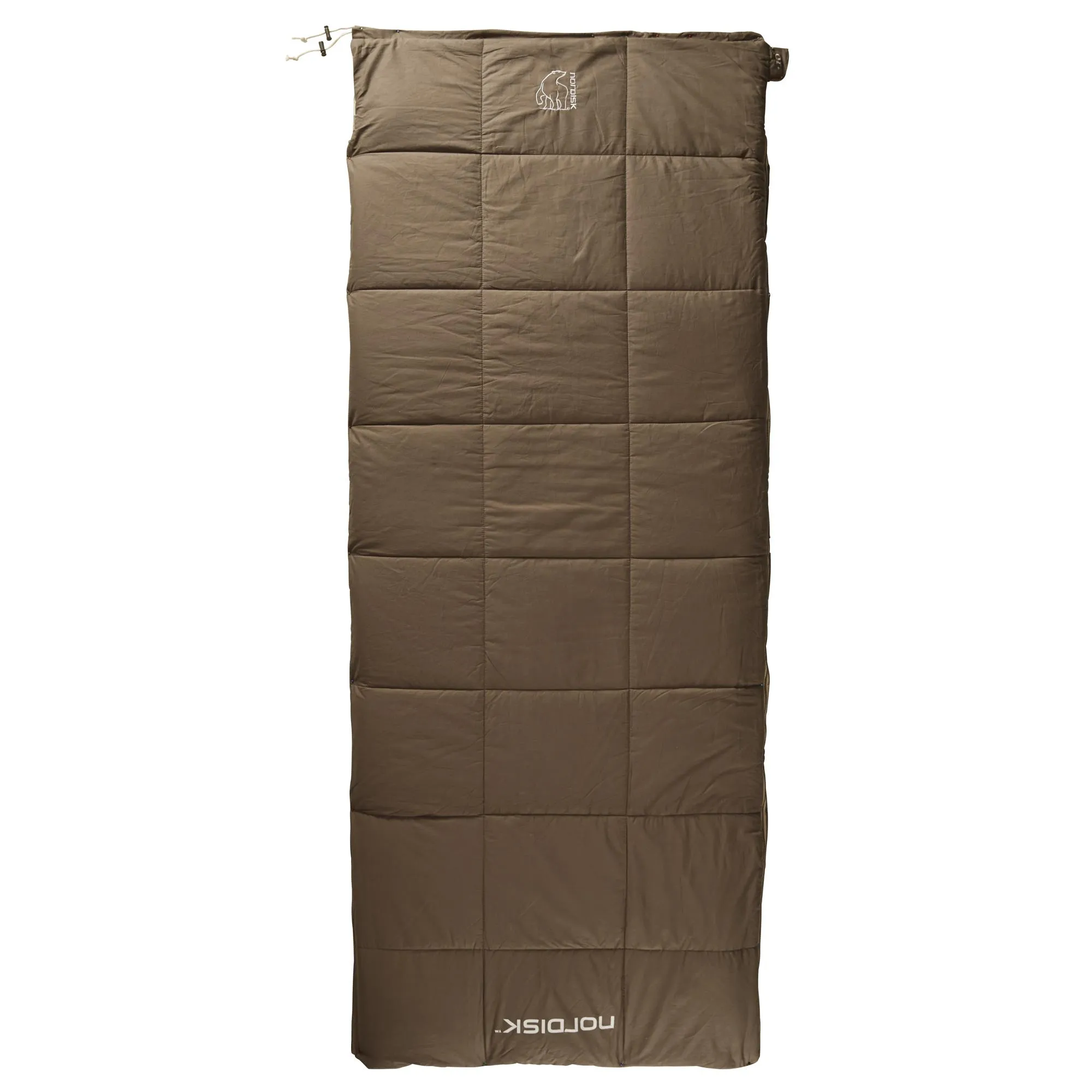 141004-Almond-plus-10-nordisk-rectangular-shape-sleeping-bag-bungy-cord-brown-front.jpg