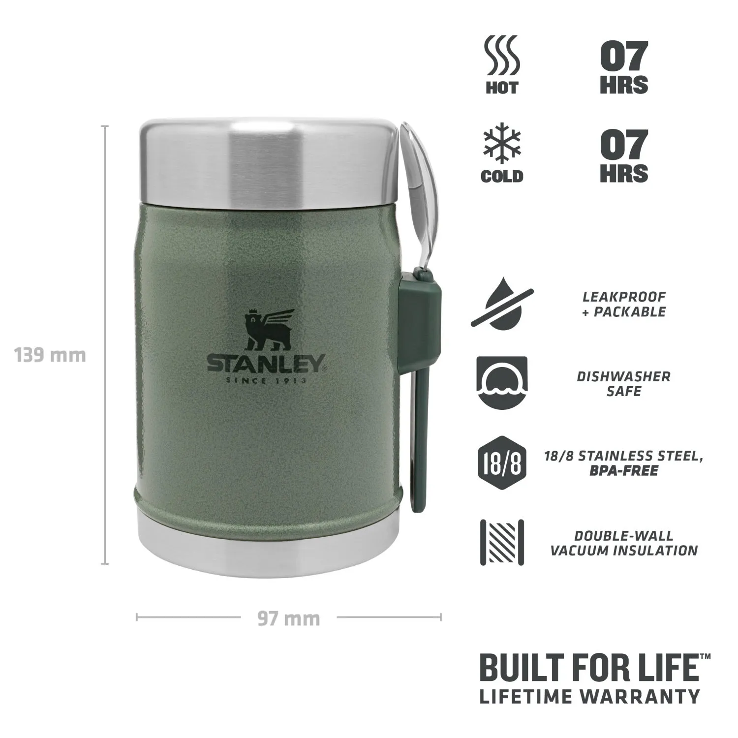 Stanley - The Legendary Food Jar + Spork 0.4 L _ 14 OZ - Hammertone Green - 3.jpg